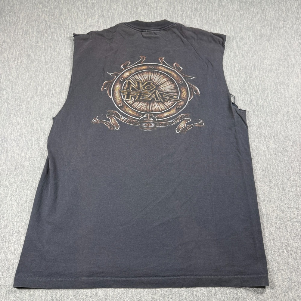 No Fear Tank Top Mens XL Black Vintage 90s Graphic Muscle Cutoff Sleeveless Tee